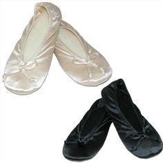 two pairs of black and white ballet shoes