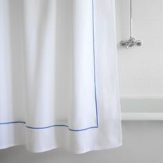 One Line Shower Curtains-Julia B. Casa Bed And Bath, Apartment Plans, Embroidered Monogram, Fine Fabric, 8 Weeks, Basic Shower Curtain, Vintage Gifts, Shower Curtains, Exclusive Designs