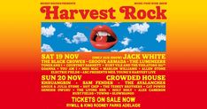 the poster for harvest rock, which features an image of a red lips and clouds