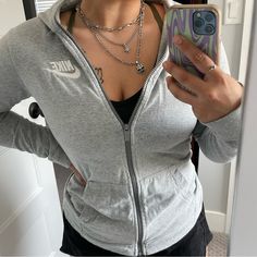 Selling A Grey Nike Zip-Up Hoodie In Youth Xl Size. Also Fits A Women’s Small/Medium. This Grey Nike Zip-Up Hoodie In Youth Xl Size Is Up For Sale. It Has Only Been Worn Once And Is In Great Condition With No Holes Or Stains. Originally Priced At $80, Potential Buyers Can Enjoy This Jacket At A Discounted Price. If You Like The Item I’ll Send You Offer For Lower Price! Please Share And Or Like And Check Out My Closet. Hope You Enjoy! Thank You:) Zip Up Hoodie Outfit Aesthetic, Grey Zip Up Hoodie Outfit, Fitted Hoodie Womens, Grey Nike Jacket, Hoodie Outfit Aesthetic, Nike Sweatshirts Hoodie, Nike Tech Fleece Hoodie, Grey Nike Hoodie, Tech Fleece Hoodie