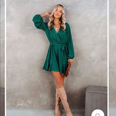 Brand New. Never Worn. Have Both A Size M And A Size L Green Flowy Mini Dress For Fall, Green Mini Dress For Fall Brunch, Vici Dress, Long Sleeve Fitted Dress, Satin Long Sleeve, Found You, Summer Fits, Patchwork Dress, Vacation Style