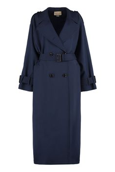 4474 GUCCI DOUBLE-BREASTED WOOL COAT Gucci Coat, Jacket For Spring, Gucci Jacket, Blue Trench Coat, Elegant Clothing, Designer Jackets, Blue Coat, Spring Summer 2023, Style Fall