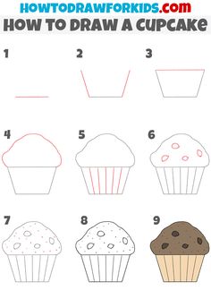 how to draw a cupcake step by step instructions for kids and beginners with pictures