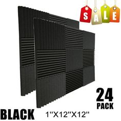 four black foam acoustic panels with sale tags on the back and one for each pair