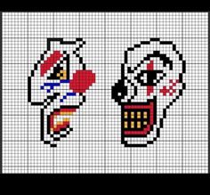 two pixellated images of clowns with their mouths open