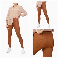 Brand New With Tags Attached Size : Women's Size Medium * Measurements Are Attached Msrp : $98.00 Color : Rich Caramel Details High-Waisted Leggings Made Of Soft Faux Suede. Flat Front Pull-On Style 90% Polyester/10% Elastane Lining: 80% Polyester/20% Elastane Machine Wash Suede Leggings, Night Out Outfit, High Waisted Leggings, Tan Brown, Women's Leggings, Faux Suede, Pant Jumpsuit, Caramel, Night Out