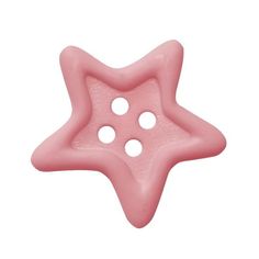 a pink star shaped object with holes in the center and two small holes on each side