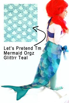 Make this Mermaid Tail using glitter scalloped fabric from @joannstores Mermaid Costume For Kids, Diy Mermaid Costume, Scalloped Fabric, Mermaid Costume Diy, Diy Mermaid, Costume For Kids