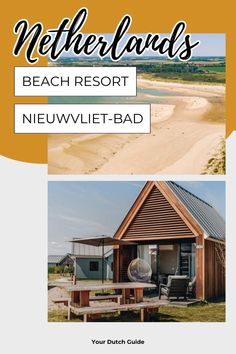 a beach resort with the words netherland's beach resort in front of it