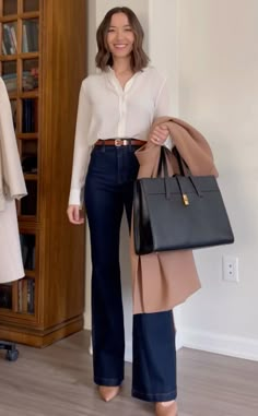 Female Attorney Outfit, Mom Elegant Outfit, Pale Green Blazer Outfit, Jeans In The Office, Politician Outfit Women, Executive Presence Woman Work Outfits, Boss Women Outfits, Executive Women Outfits, Casual Friday Work Outfits Jeans