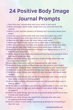 Counseling Worksheets Body Image, Journal Prompts For Body Image Healing, Body Positive Journal Prompts, Body Journal Prompts, Journal Prompts For Body Positivity, Shadow Work For Body Image, Journal Prompts Body Image, Shadow Work Body Image, Fitness Journal Prompts