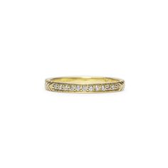 14K Gold band with Diamonds Dimensions: 2.2mm Band WidthDelivery: This item will ship within 2 business days. Heirloom Yellow Gold Bands With Decorative Details, Timeless 14k Gold Eternity Band With Diamond Cut, 14k Gold Bands With Diamond Accents, Heirloom 14k Gold Open Band, Heirloom Diamond Ring With Decorative Band, Round Cut, Timeless White Gold Bands With Decorative Detail, Heirloom Round Cut Diamond Ring With Decorative Band, Timeless 14k Gold Band With Diamond Cut, Timeless 14k Gold Diamond Cut Bands