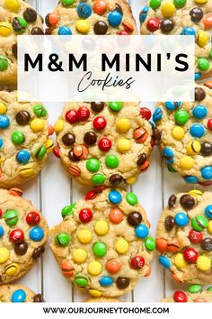 cookies with m & m's on top and the title overlay