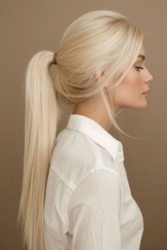 Warm And Cool Blonde Hair, White Honey Blonde Hair, Hair Color Icy Blonde, Honey Platinum Blonde, Warm Platinum Blonde Hair, Blonde Hair Ponytail, Icy Platinum Blonde Hair, Blonde Platinum Hair, Girls Blonde Hair