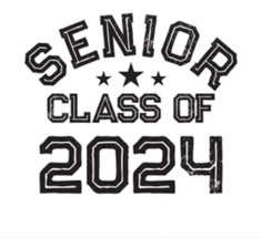 senior class of 202 with stars and the words senior class of 203 in black on a white background