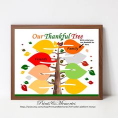 a family tree with the words, our thankful tree written on it in different languages