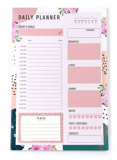 Daily Planner Notepad With 80 Undated Tear-Off Pages 6x9in., Daily To Do List, Daily Schedule Notepad, Fitness Planner, Meal-Planning, Daily Planner 2021, Undated Planner, Desk Accessories for Women Detailed Daily Planner, Daily Planner Book, Desk Accessories For Women, Planner Desk, To Do List Daily, Daily Planner Notepad, Homework Planner, Not Book