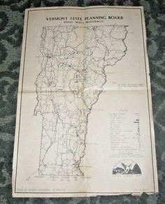 an old map of vermont state planning board