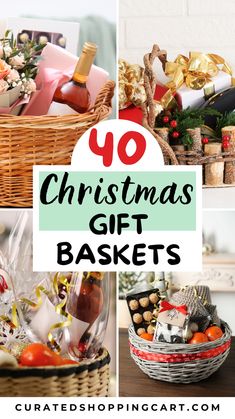 christmas gift baskets with text overlay