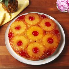 a pineapple upside down cake on a plate