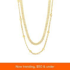 in stock Double Strand Beaded Chain Jewelry, Beaded Chain Long Necklace, Gold Beaded Chain Link Necklace, Double Strand Beaded Chain Necklaces, Double Strand Beaded Chain Necklace, Multi-strand Layered Beaded Necklace, Double Strand Beaded Necklaces, Necklace Online, Gold Plated Chains