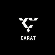 the logo for carat is black and white with an arrow in the middle,