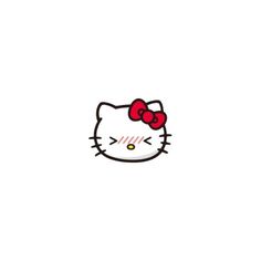 an image of a hello kitty face with a red bow on it's head