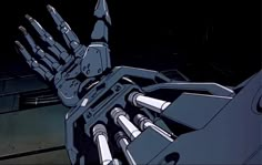 an animated robot hand with multiple arms and two hands extended to the camera, in front of a black background