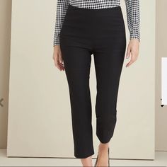 Us Size 20/ Chicos Size 4: 41.5- 42.5” Waist, 49- 50” Hip Built To Flatter Any Body Shape, Our So Slimming Brigitte Straight-Leg Crops Are The Pants You'll Want To Wear Everywhere. You'll Love The Soft, Stretch Comfort And The Beautiful Slimming Effect Of The Built-In So Slimming Technology, Designed To Smooth And Shape Your Look For A Fabulous Silhouette. The Fabric: Stretch Fabric Is Powered By Exclusive So Slimming Hidden Fit Technology That Slims And Smooths At The Tummy. Fabric Care:76% Ray Elegant Pull-on Style Office Bottoms, Elegant Office Bottoms With Pull-on Style, Elegant Office Pull-on Style Bottoms, Elegant Office Pull-on Bottoms, Elegant Spring Workwear Capris, Elegant Mid-rise Pull-on Bottoms, Mid-rise Capris For Fall Workwear, Elegant Mid-rise Black Bottoms, Elegant Black Mid-rise Bottoms