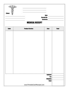 medical receipt form is shown in black and white, with the doctor's name on it