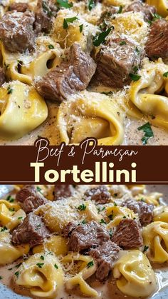 beef and parmesan tortelli in a white sauce