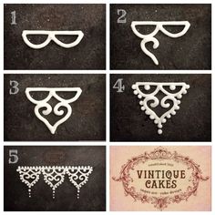 the instructions for making vintage cakes are shown in four different styles, including one with glasses and