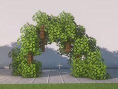 Archways Minecraft Ideas, Minecraft Bush Fence, Birch Bridge Minecraft, Minecraft Path Decorations, Arch Minecraft Ideas, Minecraft Gate Ideas Cottagecore, Dark Oak Tree Minecraft, Minecraft Leaf Archway