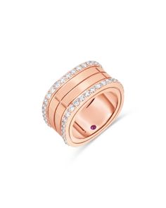 Roberto Coin 18K Rose Gold Portofino Diamond Border Four Row Ring Roberto Coin, White Rose Gold, White Rose, 18k Rose Gold, White Roses, Beautiful Rings, The Row, Jewelry Accessories, Coin