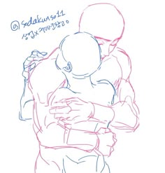 a drawing of two people hugging each other