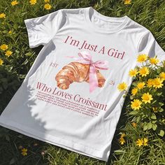 Indulge in the art of simplicity with our Coquette Croissant Shirt and Sweatshirt, featuring a stunning watercolor illustration of a perfectly golden croissant with a soft pink bow. With the phrase, "Just a girl who loves croissants: delighting in the simple pleasure of a perfectly golden pastry, where each flaky layer whispers sweet secrets of buttery bliss and invites me to slow down and enjoy life's little moments💖 ⭐Unisex Sweatshirt⭐ *50% cotton, 50% polyester *Medium-heavy fabric *Regular Shirt Coquette, Lover Sweatshirt, Girly Gifts, French Bread, Just A Girl, Pink Bow, Oversized Shirt, Slow Down, Soft Pink