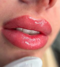 a close up view of a woman's lips