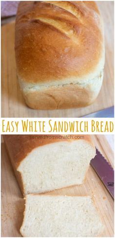 two pictures showing how to make white sandwhich bread