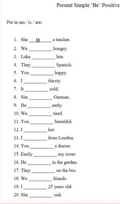 a printable worksheet for the present simple - e positive verbs in english