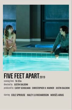 the poster for five feet apart shows two people in a swimming pool, one sitting on the floor