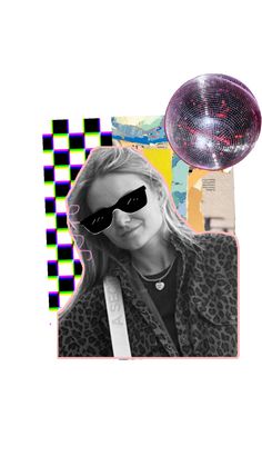 a woman with sunglasses and a disco ball