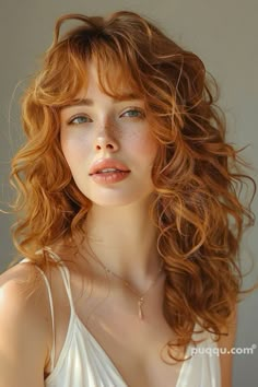 Cool Hairstyles For Girls, Textured Curly Hair, Extension Hair, Bangs Curly, Strawberry Blonde Hair, Curly Hair With Bangs, Hair With Bangs, Summer Hair Color