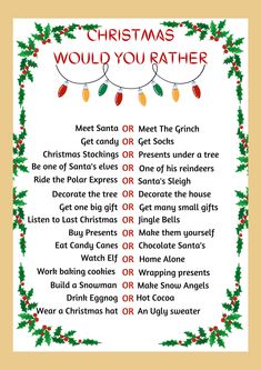 christmas would you rather know what to do with this poem? click on the image below