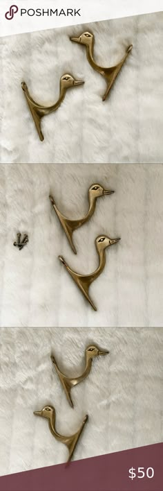 Vintage Brass Duck Bird Wall Hooks Gold Retro Art Deco Pair Set of 2 Eclectic Duck Nursery Decor, Duck Duck Goose Nursery, Vintage Duck Nursery Theme, Vintage Goose Nursery, Vintage Duck Decor, Bird Nursery Theme, Vintage Duck Nursery, Duck Nursery Theme, Vintage Hunting Nursery