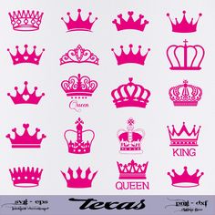 various crowns are shown in pink and white