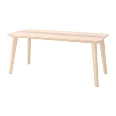 a wooden table with two legs on white background