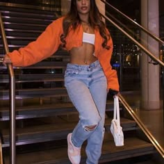 Fashion Jackets For Women, Orange Crop Top, Instagram Baddie, Cute Simple Outfits, Teenage Fashion Outfits