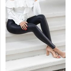 These Leggings Are A Total Compliment Magnet And Keep You Ultracomfortable All Day. They Feature The Brand's Contoured Power Waistband For A Flat Gut And Great Butt. 26" Regular Inseam; 8" Leg Opening; 8 1/2" Front Rise; 10" Back Rise (Size Medium) Pull-On Style Center-Seam Free The Slim Is Built In Contoured Power Waistband Offers Tummy Shaping And A Perky Rear View 87% Nylon, 13% Spandex With Polyurethane Coating Machine Wash, Dry Flat Imported These Are Size Small But They Run Small, So I Wou Faux Leather Leggings Outfit, Leather Leggings Outfit, Black Faux Leather Leggings, Nordstrom Anniversary Sale, Leather Outfit, Faux Leather Leggings, Anniversary Sale, Leather Leggings, Outfits With Leggings