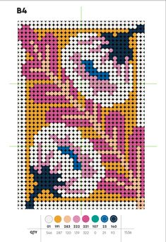 a cross stitch pattern with different colors and shapes on the bottom half of it, which is