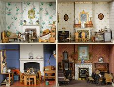 four different views of the inside of a doll house